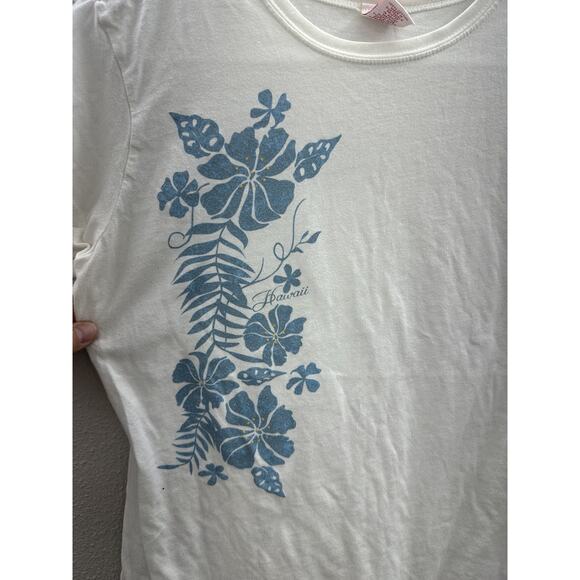 Island Girl Childrens Girl Shirt Size Large White Floral Hawaii Short Sleeve - Picture 3 of 10